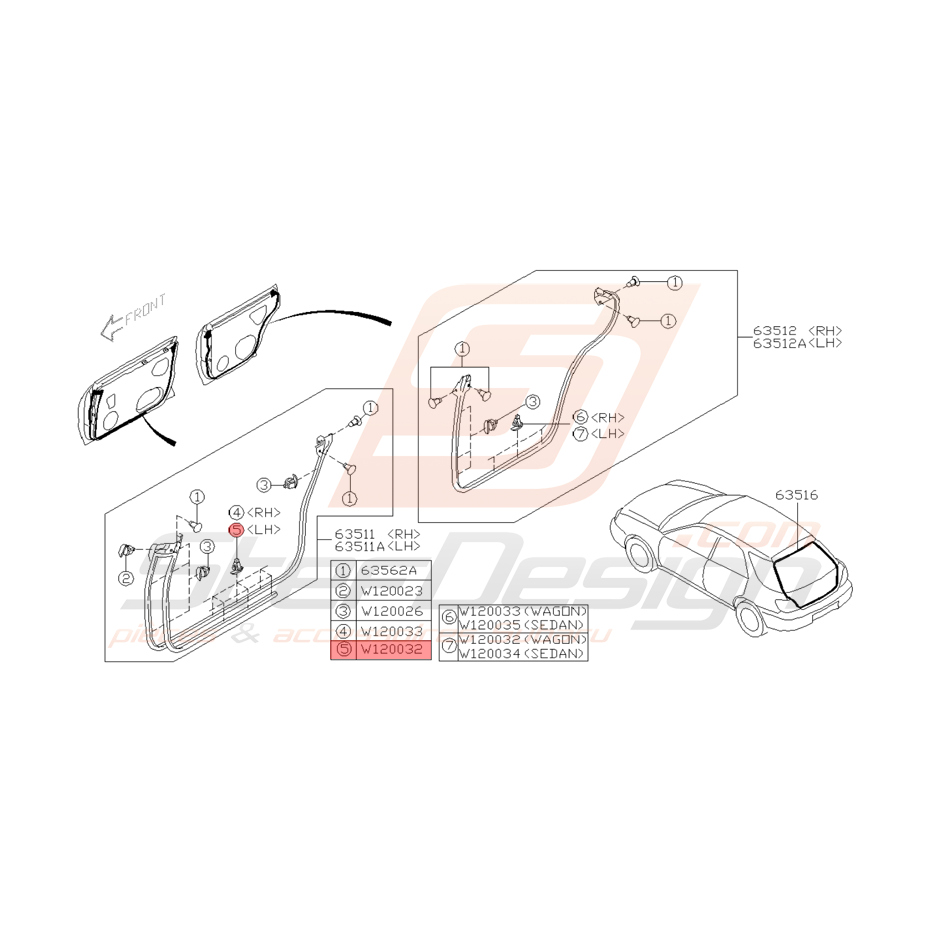 Agrafe de Joints d'Étanchéité de Porte Origine Subaru WRX STI 01-05