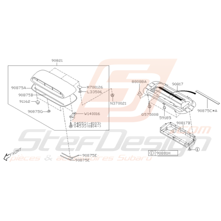 Schéma Prise d'air de Capot Origine Subaru WRX STI 2001