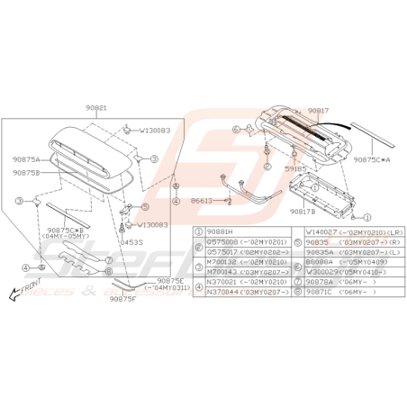 Schéma de Prise d'air Origine Subaru WRX et STI 2002 - 2005