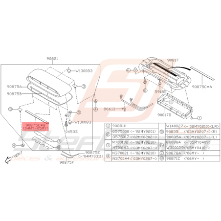 Joint Prise d'air de capot Origine Subaru WRX STI 2004 - 2005