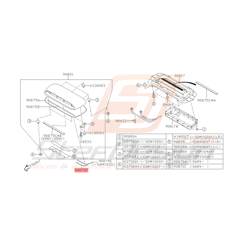 Garniture de Prise d'Air Origine Subaru WRX et STI 2002 - 2005 Garniture de Prise d'Air Origine Subaru WRX et STI 2002 - 2005
