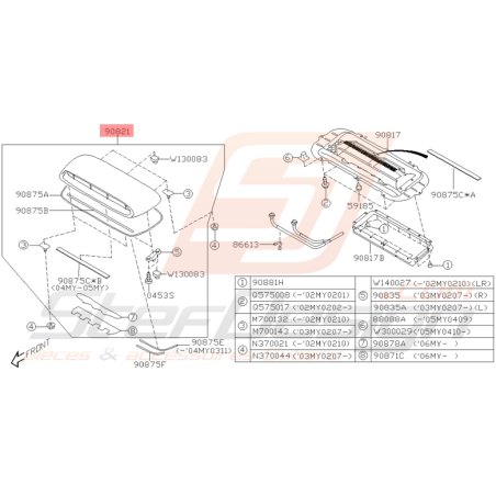 Prise d'air Origine Subaru WRX 2003 - 2005