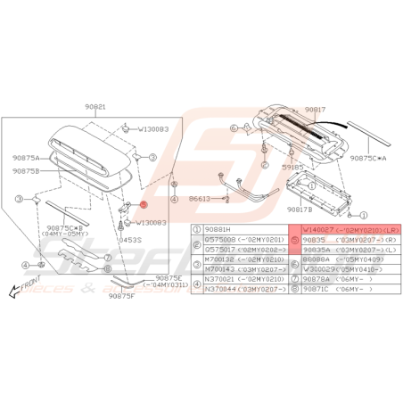 Agrafe Prise d'Air Origine Subaru WRX et STI  2001 - 10/2002