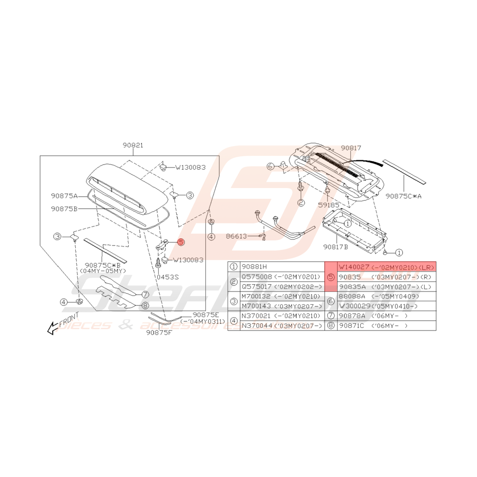 Agrafe Prise d'Air Origine Subaru WRX et STI  2001 - 10/2002 Agrafe Prise d'Air Origine Subaru WRX et STI  2001 - 10/2002