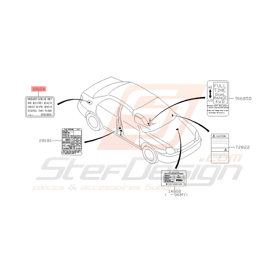 Autocollant Trappe à Essence Origine Subaru WRX STI 2001 - 2005