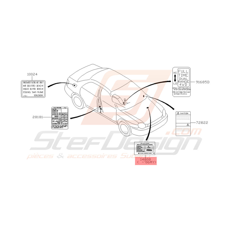 Autocollant de Réglage Moteur Origine Subaru WRX STI 2001 - 2003