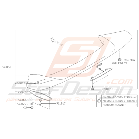 Schéma Becquet Plat Origine WRX 2001 - 2002