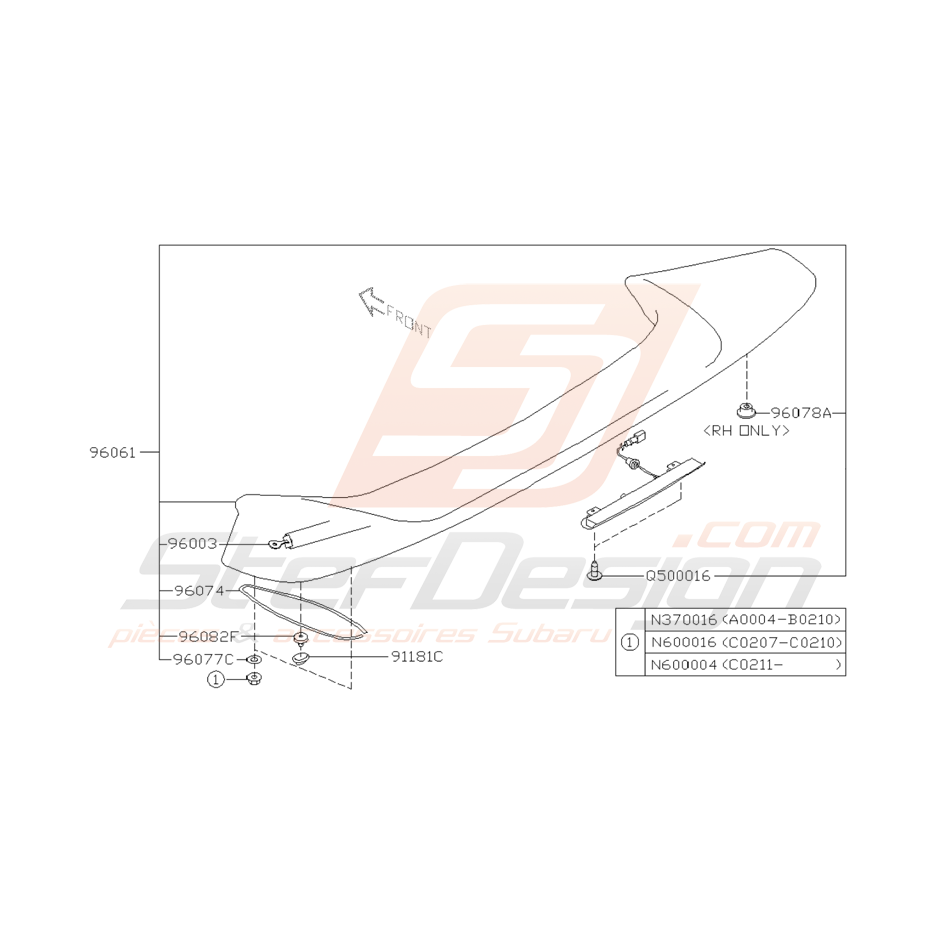 Schéma Becquet Plat Origine WRX 2001 - 2002
