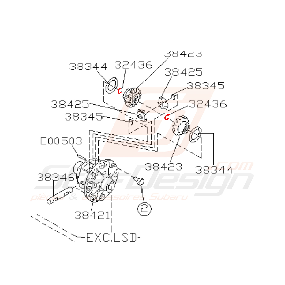 Circlips de différentiel arrière pour subaru impreza GT 1999-2000