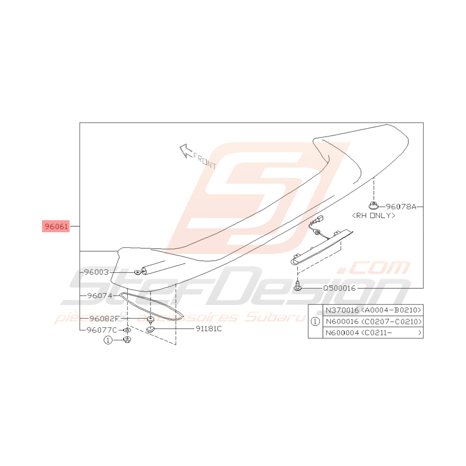 Becquet Plat Non Peint Origine Subaru WRX 2001 - 2002