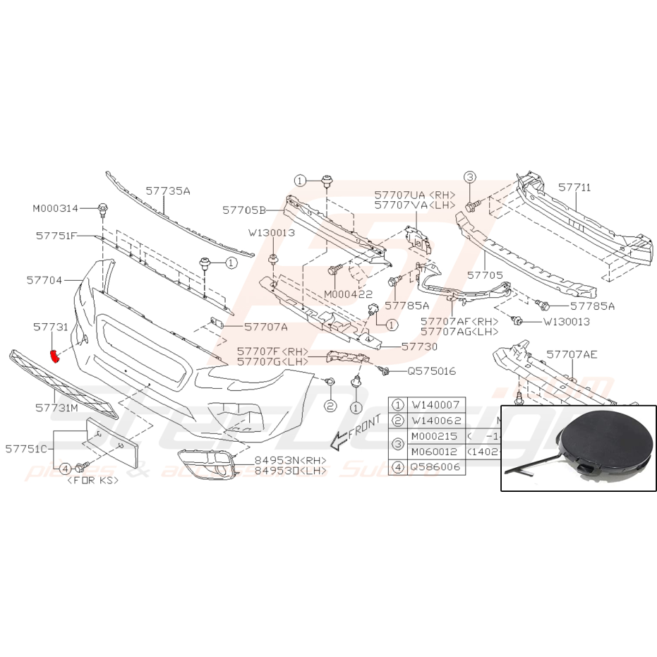 cache de pare choc avant pour STI 2015