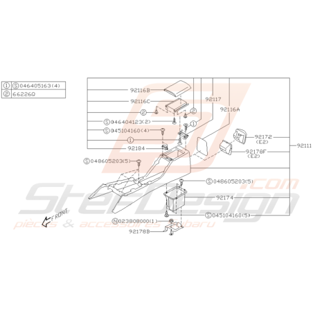 Schéma Console Centrale Origine Subaru WRX STI 2001 - 2004