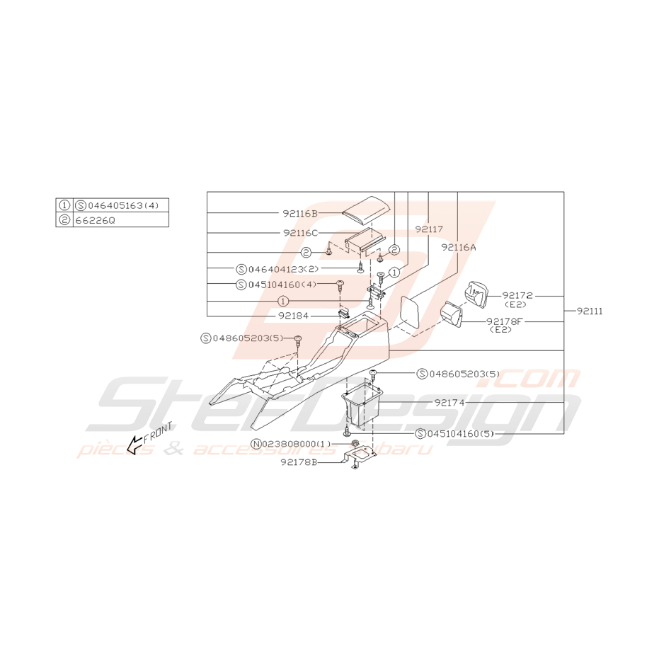 Schéma Console Centrale Origine Subaru WRX STI 2001 - 2004