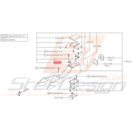 Loquet de Boite à Gant Centrale Origine Subaru WRX STI 2001 - 2004