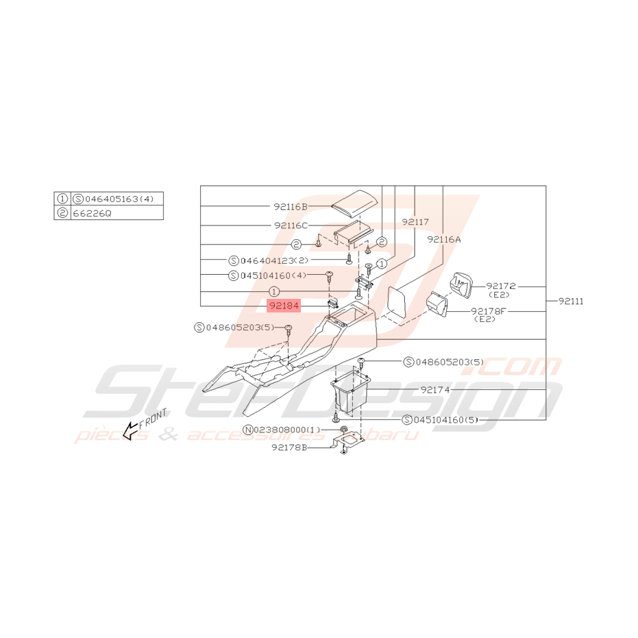 Loquet de Boite à Gant Centrale Origine Subaru WRX STI 2001 - 2004