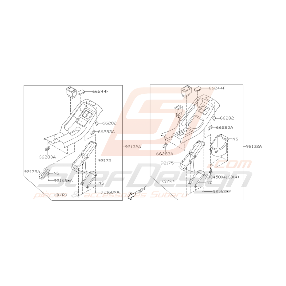 Schéma Console Arrière Origine Subaru WRX STI 2001 - 2002 Schéma Console Arrière Origine Subaru WRX STI 2001 - 2002