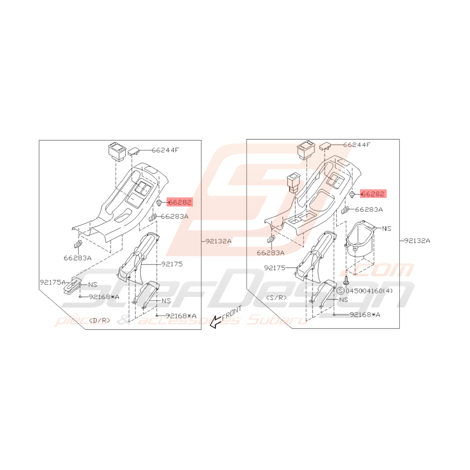Clips de Console Arrière Origine Subaru WRX et STI 2001 - 2002