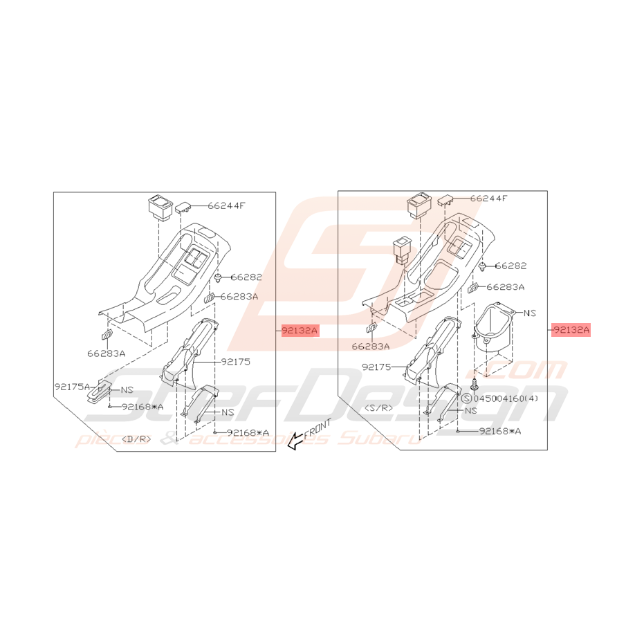 Couvercle de Console Arrière Origine Subaru WRX STI 2001 - 2002