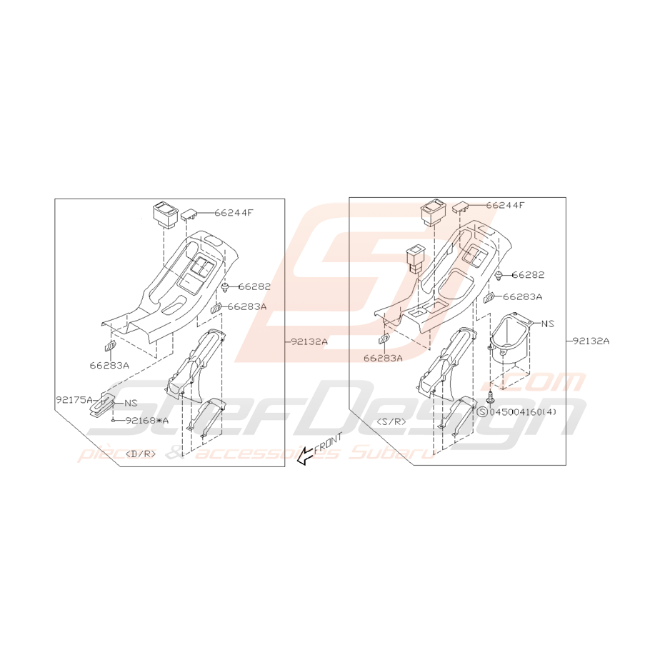 Schéma de Console Arrière Origine Subaru WRX STI 2003 - 2004