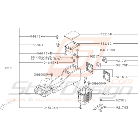 Schéma de Console Centrale Origine Subaru WRX STI 2005