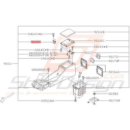 Verrou de console Centrale Origine Subaru WRX et STI 2005