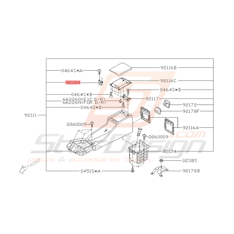 Verrou de console Centrale Origine Subaru WRX et STI 2005 Verrou de console Centrale Origine Subaru WRX et STI 2005