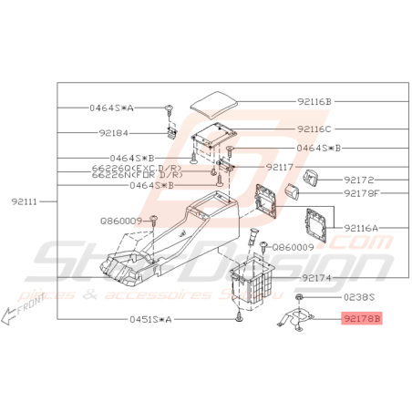 Support de Console Origine Subaru WRX STI 2005