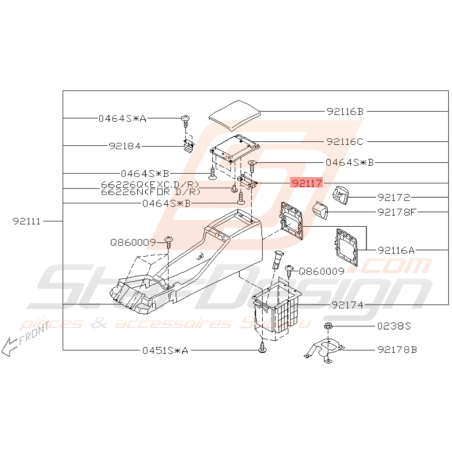 Charnière Console Centrale Origine Subaru WRX et STI 2005