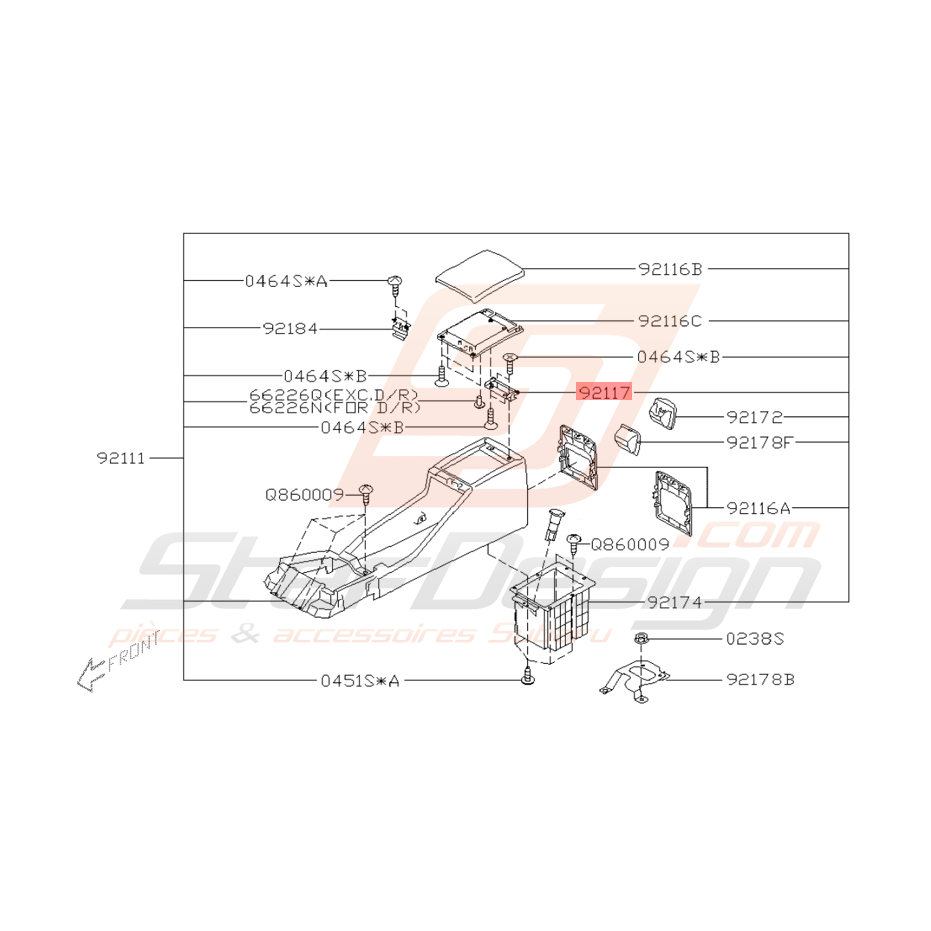 Charnière Console Centrale Origine Subaru WRX et STI 2005 Charnière Console Centrale Origine Subaru WRX et STI 2005