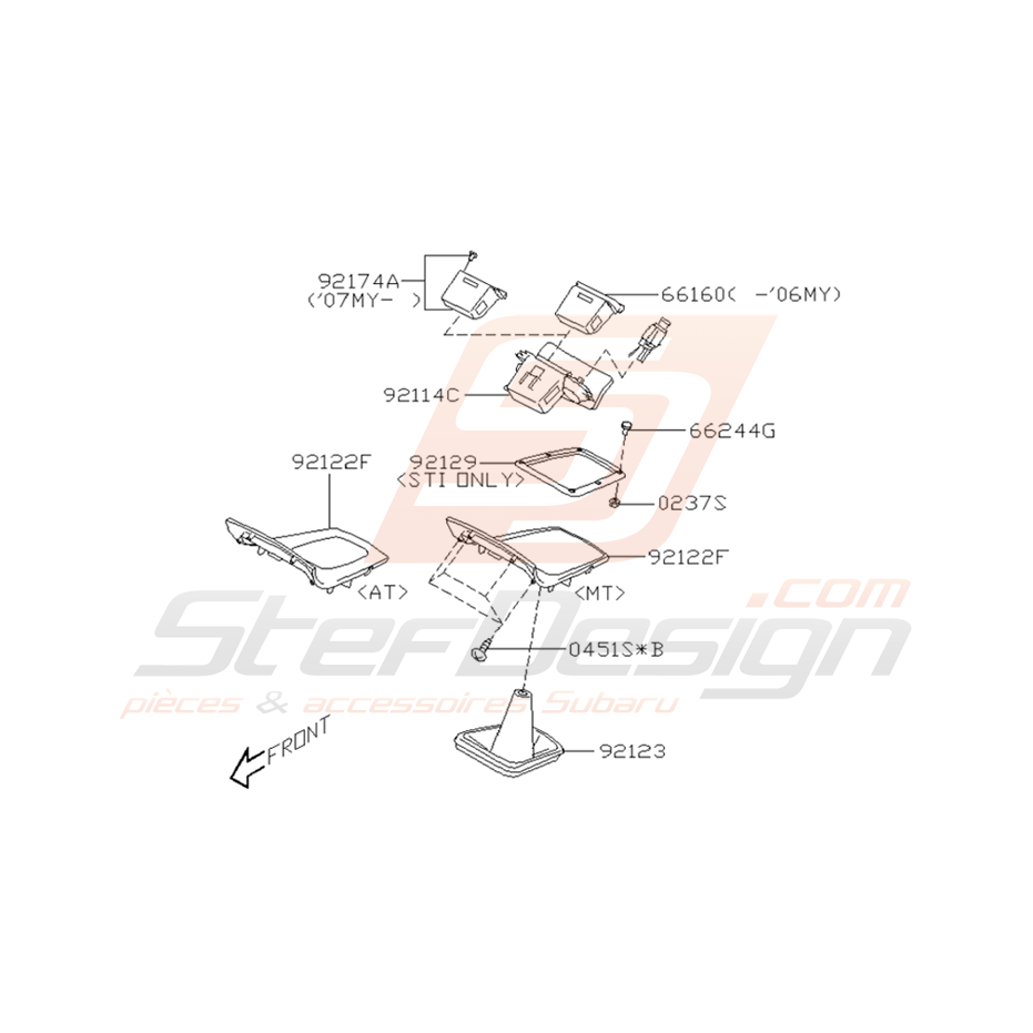 Schéma Entourage de Pommeau Origine Subaru WRX STI 2005