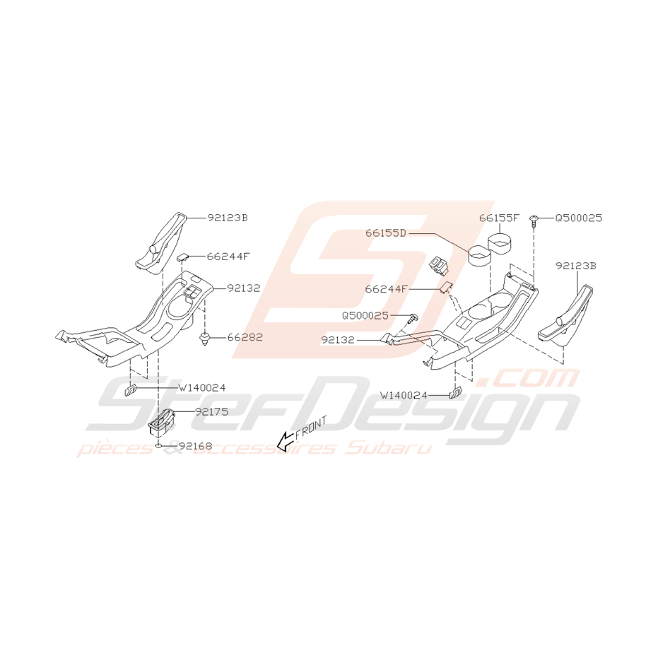 Schéma Console Arrière Origine Subaru WRX et STI 2005