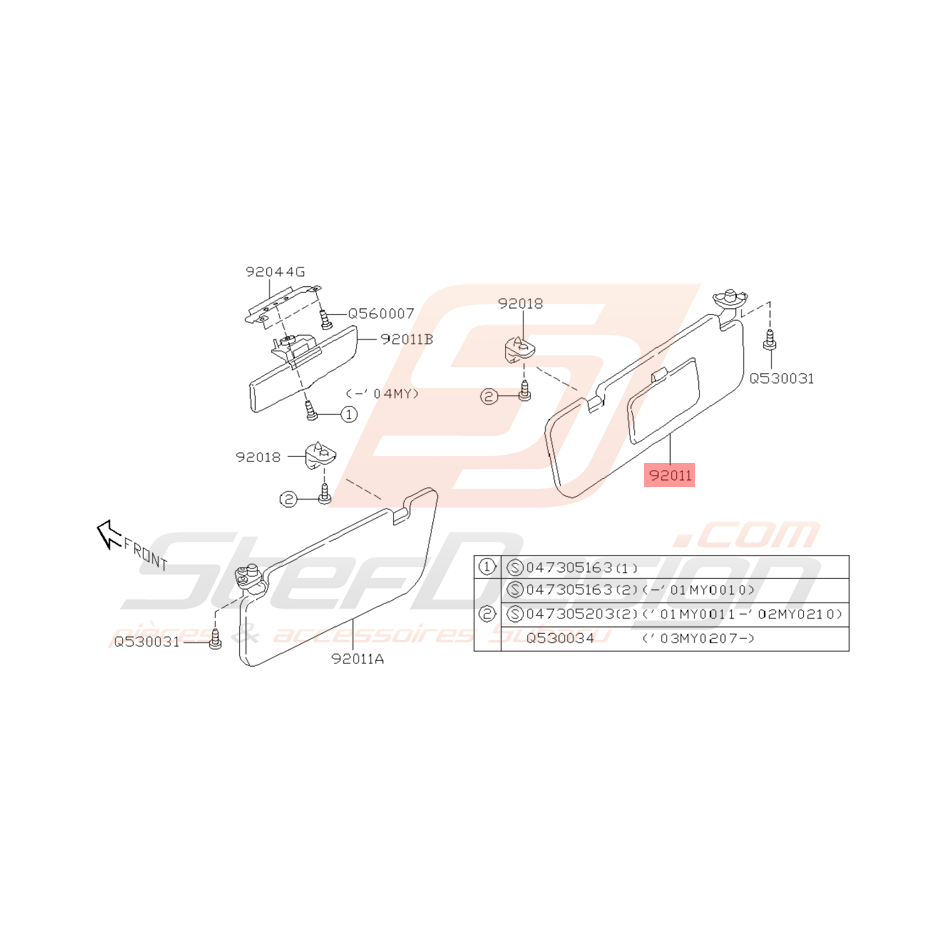 Pare Soleil Origine Subaru WRX et STI 04/2004 - 2005