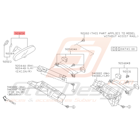 Rétroviseur Intérieur Origine Subaru WRX et STI 2001 - 2005