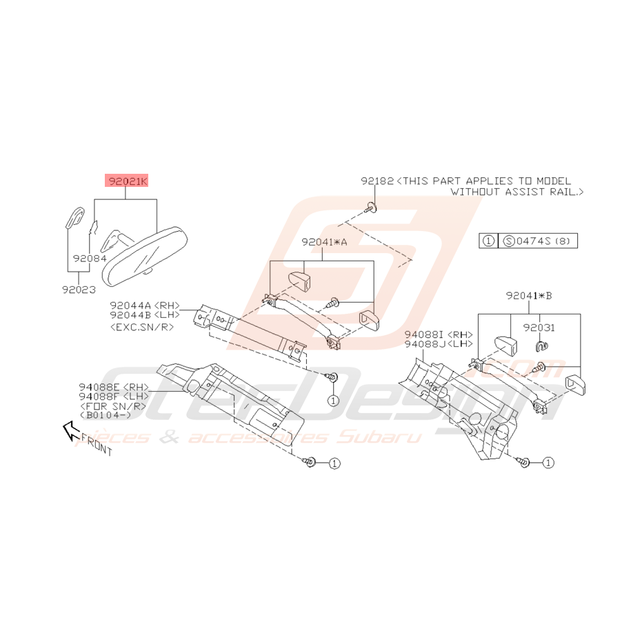 Rétroviseur Intérieur Origine Subaru WRX et STI 2001 - 2005
