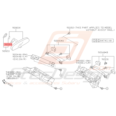 Ressort de Rétroviseur Intérieur Origine Subaru WRX et STI 01 - 05