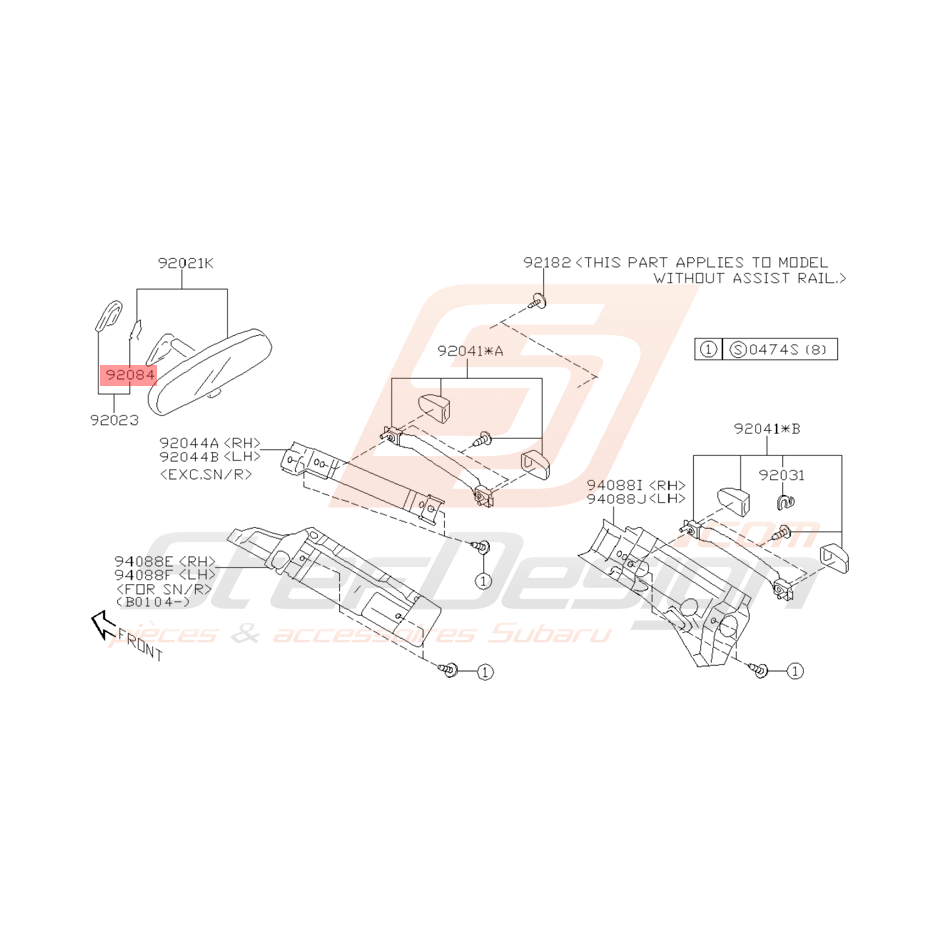 Ressort de Rétroviseur Intérieur Origine Subaru WRX et STI 01 - 05