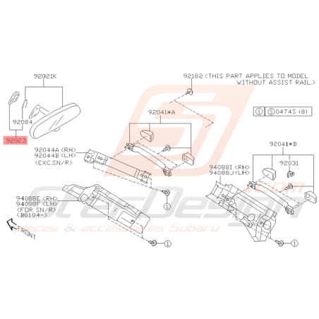 Socle de Rétroviseur Intérieur Origine Subaru WRX et STI 01 - 05