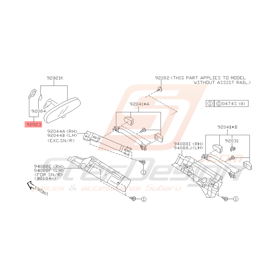 Socle de Rétroviseur Intérieur Origine Subaru WRX et STI 01 - 05