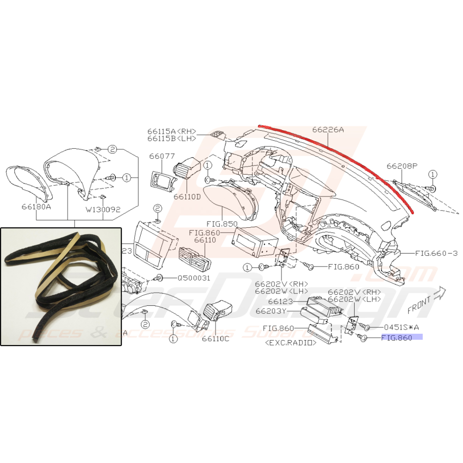 Mousse de tableau de bord pour subaru impreza STI 2008-2010 Mousse de tableau de bord pour subaru impreza STI 2008-2010