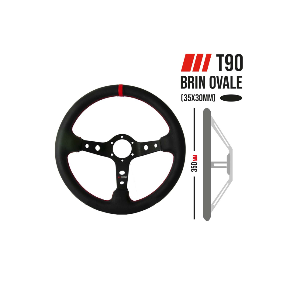 Volant RRS SIMILI CUIR tulipage 90mm 3 branches Noires