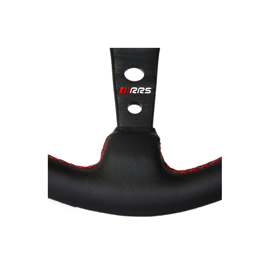 Volant RRS SIMILI CUIR tulipage 90mm 3 branches Noires