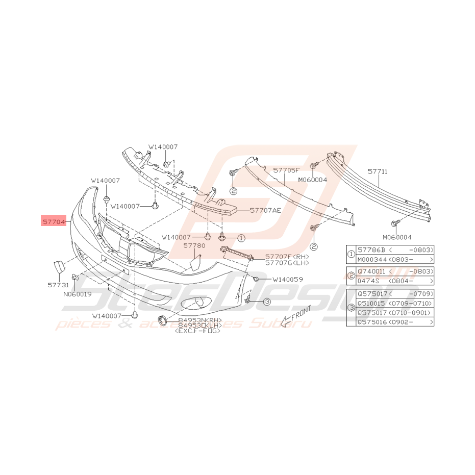 Pare Choc Avant Origine Subaru Atmo 1.5l 2010