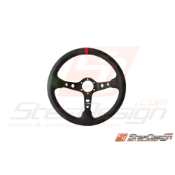 Volant RRS SIMILI CUIR tulipage 90mm 3 branches Noires