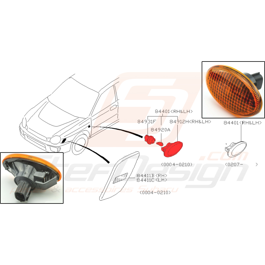 Répétiteur d'aile complet pour subaru impreza WRX et STI 2001-2002