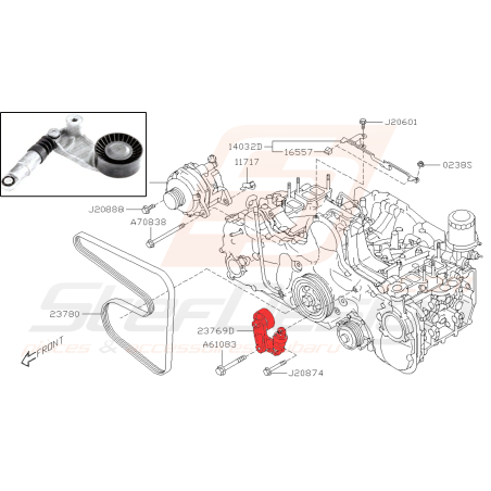 Tendeur de courroie alternateur pour subaru forester SJ 2015