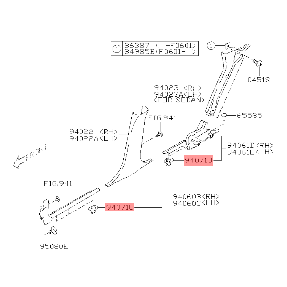 Agrafe Seuil de Porte Avant et Arrière Origine Subaru WRX STI 01 - 05 Agrafe Seuil de Porte Avant et Arrière Origine Subaru WRX STI 01 - 05