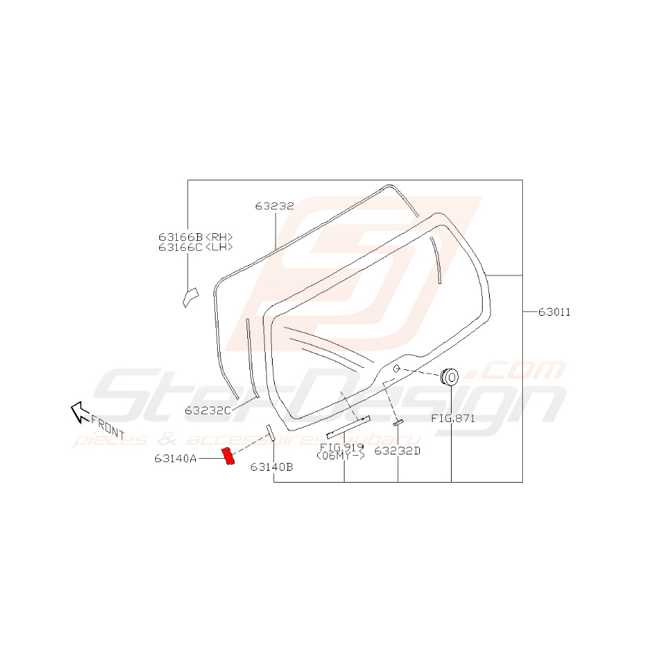 Fermeture de coté de pare brise arrière pour subaru forester SG9 Fermeture de coté de pare brise arrière pour subaru forester SG9