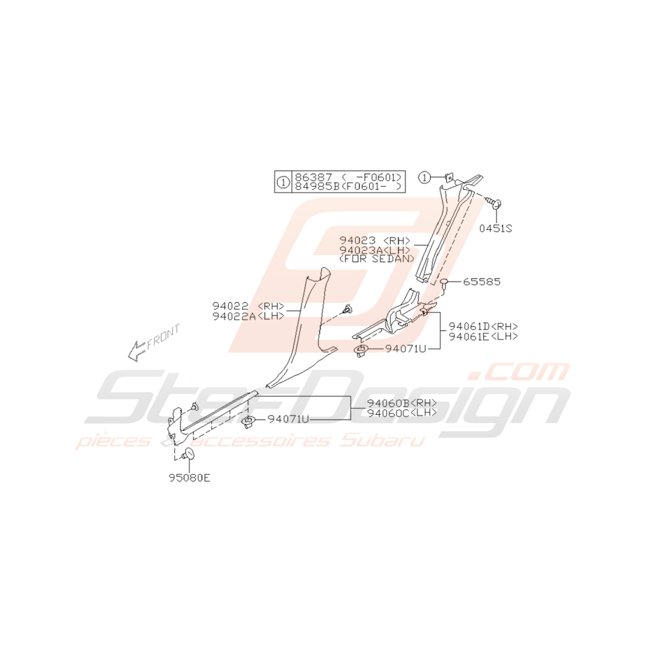 Schéma Garnitures Intérieures Origine Subaru WRX et STI 2001 - 2005 Schéma Garnitures Intérieures Origine Subaru WRX et STI 2001 - 2005