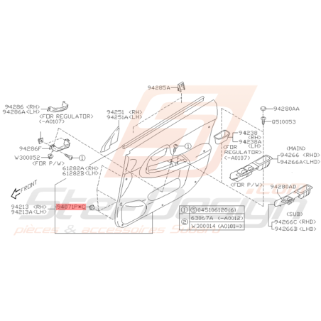 Agrafe Garniture Portes Avants Origine Subaru WRX / STI 2001 - 2005