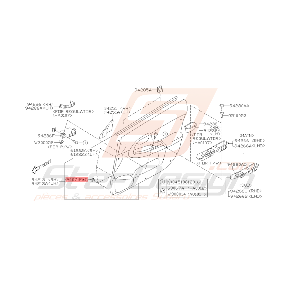 Agrafe Garniture Portes Avants Origine Subaru WRX / STI 2001 - 2005